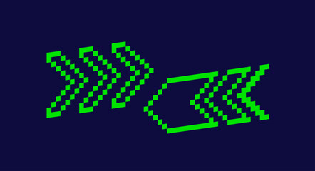 Pixel isometric 3d green arrows.