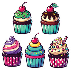 set of cupcakes with sprinkles