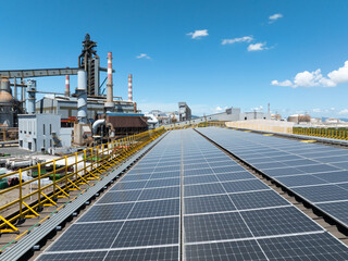 solar power station on rooftop of factory