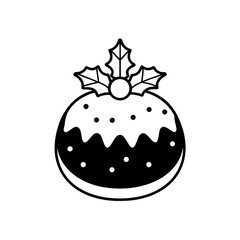 christmas pudding icon isolated on white
