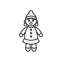christmas doll icon isolated on white