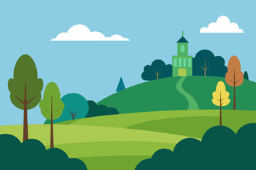 Obraz premium vector illustration of a city landscape