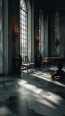 Elegant interior hallway with sunlight