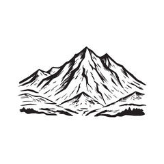 Black and White Mountain Illustration Image in Minimalist Line Art Style, Clean and Elegant Design
