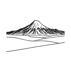 Black and White Mountain Illustration Image in Minimalist Line Art Style, Clean and Elegant Design
