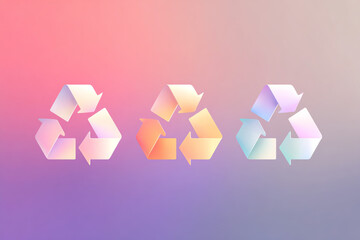 Minimal geometric recycling arrows glowing with soft gradients