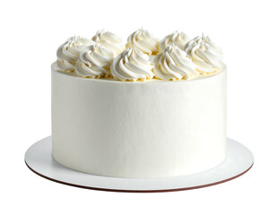 Creamy white cake with swirls of frosting