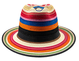 Colorful straw fedora with wide brim