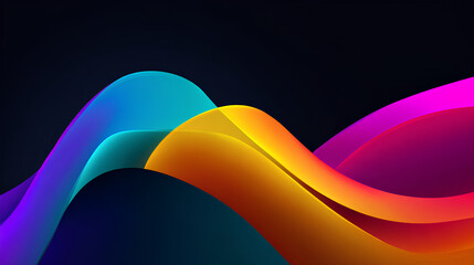 Colorful gradient organic line elements collection - flowing curved shapes in vibrant rainbow colors including pink, blue, yellow, green, purple, orange and cyan for modern abstract design background