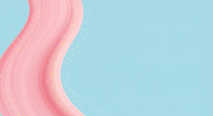 Pink Paint Stroke on Blue Background