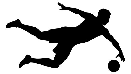 A dynamic vector illustration shows the silhouette of a male athlete jumping in action, combining sport and art