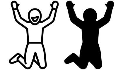 A vector illustration of black human silhouettes running, jumping, and dancing in various poses
