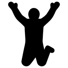 A vector illustration of a jumping man silhouette, capturing the action of a running athlete