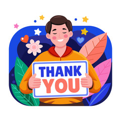 A flat style illustration showing gratitude 