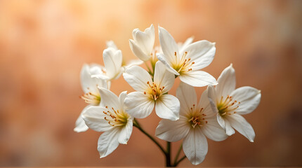Obraz premium A cluster of white flowers with yellow centers bloom