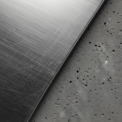 A backdrop of contrasting surfaces, with polished worn metal against dark, rough concrete a stylish and modern visual for fashion or lifestyle brand's advertising Modern