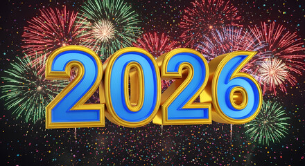 The number '2026' in bold and shiny 3D style