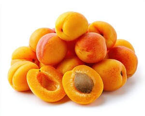 Ripe Orange Apricots Close up on White Background