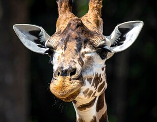 Closeup of a Giraffes Head.