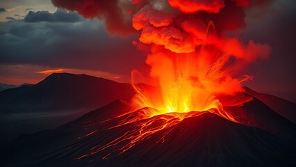 Fototapeta premium Long-dormant volcano eruption with time symbolism showing centuries of silence broken in geological awakening 