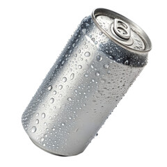 Chilled Beverage Can Refreshing Aluminium Container with Condensation Isolated on White