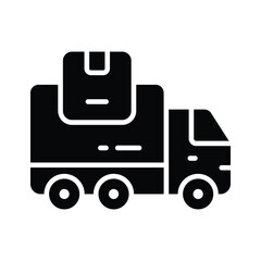 A simple, flat line icon depicts a delivery truck carrying a package