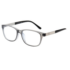 Modern and sleek eyeglasses featuring stylish grey frames with black temples, designed for optimal visual clarity and a contemporary aesthetic, enhancing both personal style and daily comfort