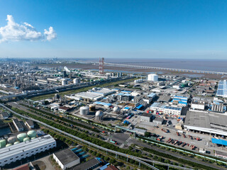 Aerial view of a large chemical plant