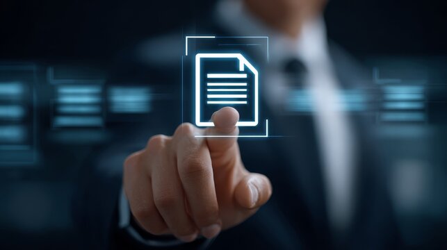 Interactive digital document exploration, person engaging with touch screen technology for seamless content navigation.