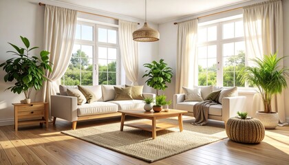 Fototapeta premium Bright modern living room interior