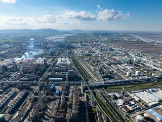 Aerial view of a large chemical plant