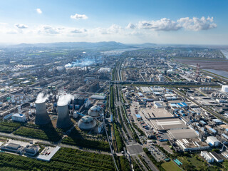 Aerial view of a large chemical plant