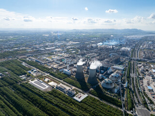 Aerial view of a large chemical plant