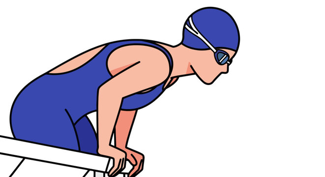 Dynamic Swimmer Ready to Dive Illustration for Sports Promotion, Training Materials, and Aquatic Competition Branding