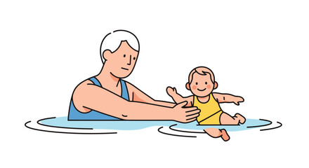 Father and Child Bond Through Swimming Lessons Featuring Water Safety and Early Childhood Development for Educational and Recreational Content