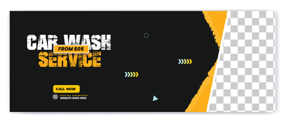 car wash flyer and banner template bundle. Auto detailing service promotional web banner with pricing, packages, and modern layout.