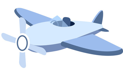 Illustration of a single-engine airplane with a propeller and a light blue color scheme, perfect for aviation themes