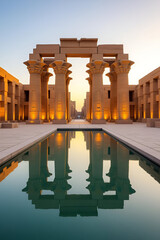 Obraz premium Sunset Through the Hypostyle Columns of Ancient Egypt