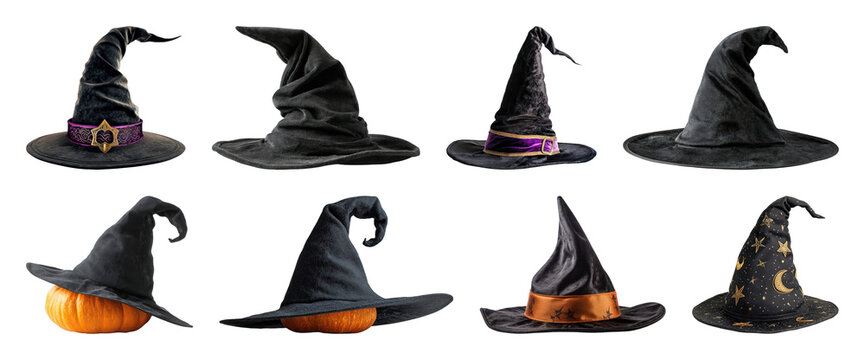 Assorted witch hats for Halloween.