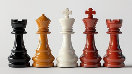 The Essence of Strategy: Pop Art Minimalist Queen Chess Pieces Representing Elegance in Game