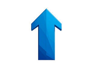 Bold, stylized, upward-pointing blue arrow
