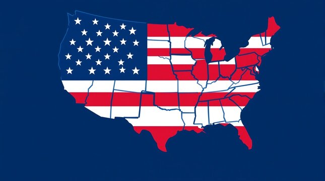 United states map with american flag illustration patriotic usa graphic design symbol of america image