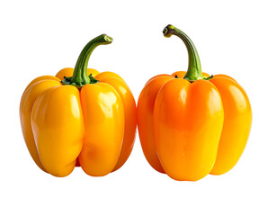 Two vibrant yellow bell peppers, close-up