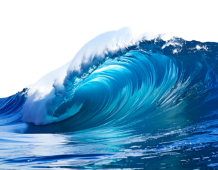 Powerful ocean wave, vibrant blue, foamy crest (4)