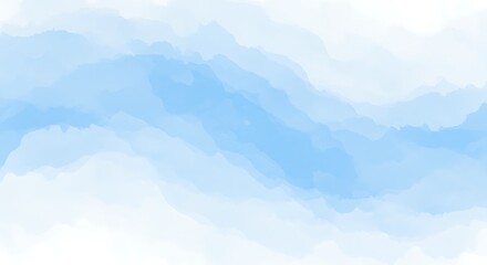 Abstract watercolor texture background in calming sky blue and white shades, creating soft, horizontal, cloud-like bands
