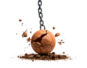 Cracked sphere, chain, impact, disintegration, earth
