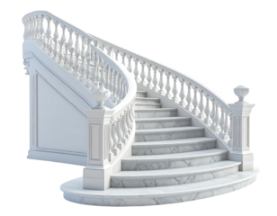 Elegant white marble spiral staircase