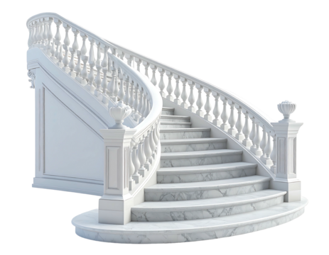 Elegant white marble spiral staircase
