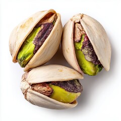 Open Pistachios on White