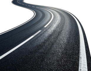 Winding asphalt road with white lines (1)